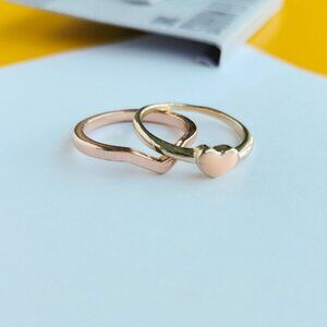 Robert Lee Morris Vintage Gold Plated Heart Ring Set • Two Tone Stackable